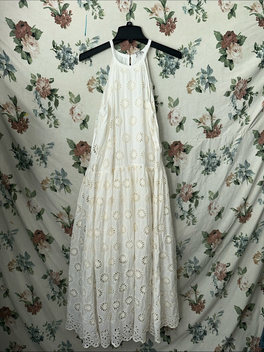 Madewell Cream Eyelet Halter Maxi Dress